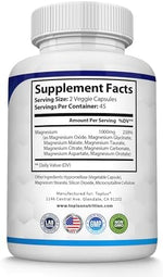 Toplux Magnesium Complex supplement facts panel detailing eight elemental mineral forms