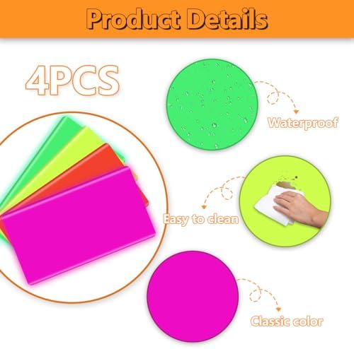 Four pack neon tablecloth bundle in magenta yellow green and orange