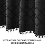 Siiluminisoy minimalist black bathroom curtain showcasing elegant bottom fringe tassels