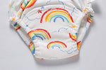 Packaging presentation of the six piece Skhls authentic USA imported reusable toddler learning underwear set.