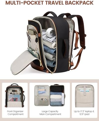 LOVEVOOK waterproof weekender backpack showcasing gold-tone zippers and side pocket details