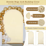 Stretchy 7.2 feet metal arch stand cover in neutral beige fabric