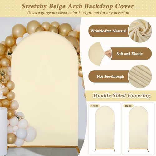 Stretchy 7.2 feet metal arch stand cover in neutral beige fabric