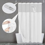 Twelve white hooks included with the N&Y HOME bathroom curtain set.
