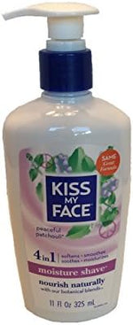 Authentic USA imported Kiss My Face shaving cream for sensitive skin showing ingredients