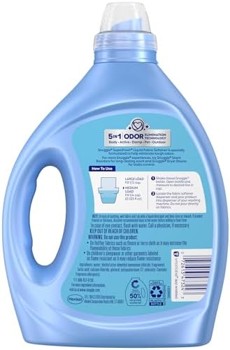 Snuggle SuperFresh 78.8 ounce bottle highlighting static and wrinkle reduction.