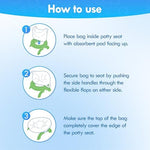 Parent using BakeToilet portable potty liner in a car