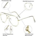 Close up of Aisswzber clear aviator lenses with UV protection
