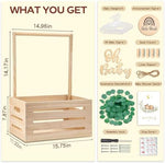 Giftacity large newborn clothing storage box styled as a mini nursery closet filled with baby clothes blankets and soft toys.