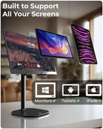 COOPER tablet mount showing the thick non-slip silicone padding on the steel base and holding hooks protecting an expensive tablet.