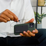 Side view of ThinOptics armless reading glasses on nose
