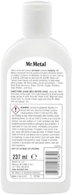 Mr. Metal multipurpose metal cleaner liquid showcasing non abrasive protective formula details