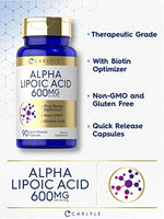 Non-GMO and gluten-free Carlyle alpha lipoic acid capsules for metabolic health.