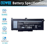 Premium 63Wh internal laptop battery replacement for Dell Latitude 5420 showing precise connector pins.
