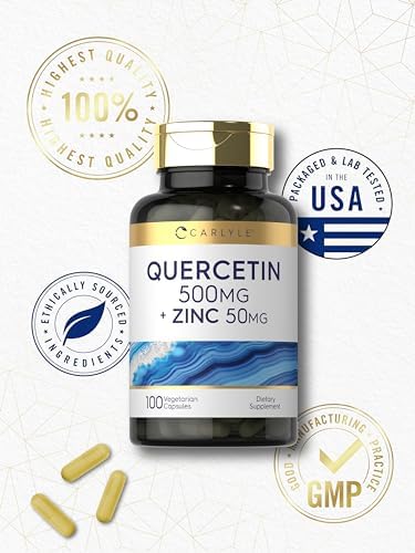 Carlyle Quercetin and Zinc antioxidant supplement 100 capsule count container