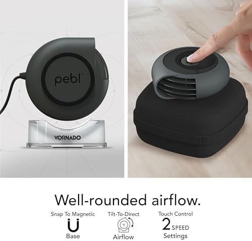 Vornado portable fan enclosed in its premium black neoprene travel case with zipper closure