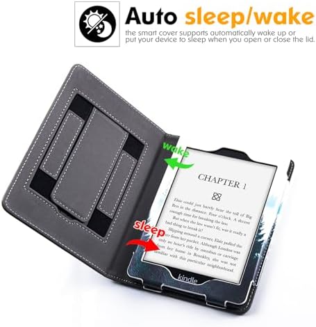 Kindle Paperwhite PU leather cover with dual hand straps for ergonomic grip