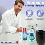 Trektote dental kit displayed inside clear travel organizer bag
