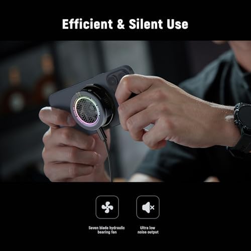 NEEWER smart temperature control phone fan showing the internal seven blade hydraulic bearing.