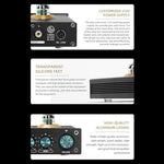 Fancywhoop vacuum tube buffer system highlighting the compact dimensions for home entertainment setups.