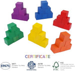 Children using the one inch colorful wooden building blocks for a counting and sorting STEM activity