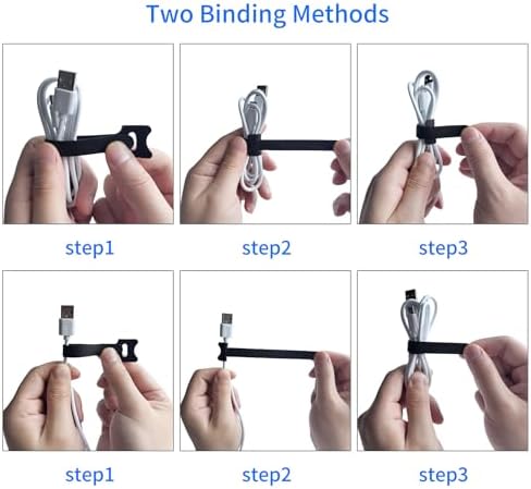 Different colors of six inch adjustable wire management straps arranged to show sorting options.