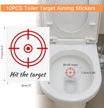 Close up of 10 pack colorful toilet target stickers for boys