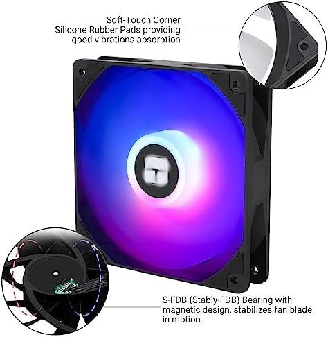 Thermalright addressable RGB chassis cooling fans highlighting the anti vibration rubber padding design