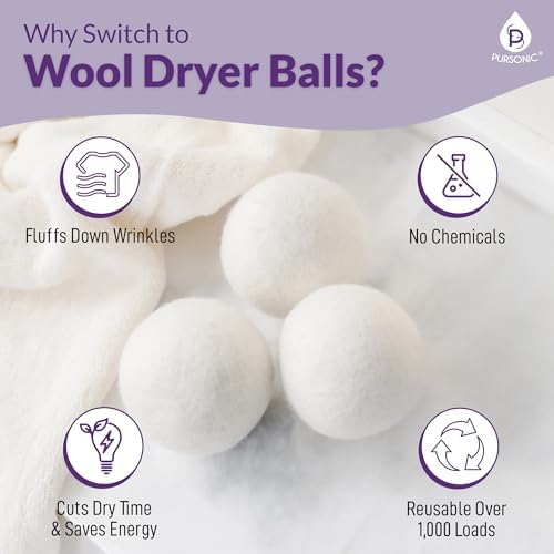 New Zealand wool dryer balls with lavender and peppermint essential oil bottles