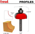 Freud woodworking router bit side profile
