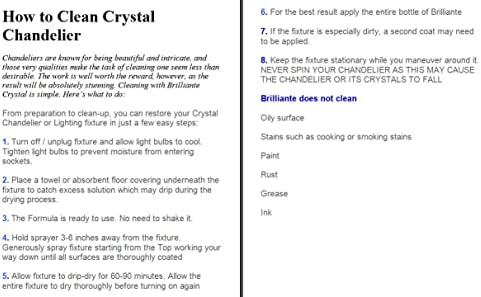 No-wipe crystal cleaner solution for streak-free home lighting maintenance