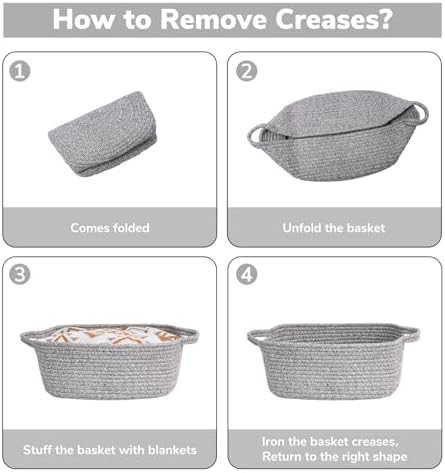 CHICVITA authentic imported grey cotton basket used as a small pet bed