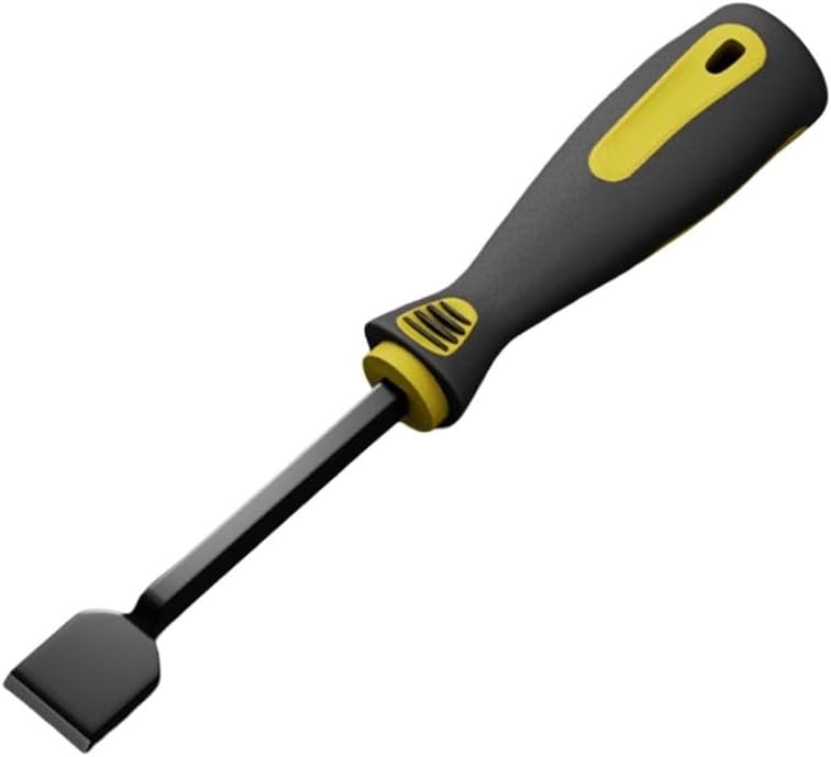 DEWU automotive gasket scraper front view showing the heat treated steel blade and black ergonomic handle