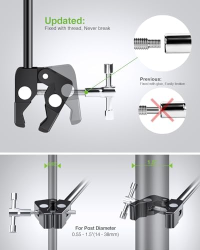Compact portable phone holder for microphone stand folded flat for easy storage inside a travel backpack.