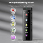 Innioasis 136GB audio recorder showing sleek black chassis and side buttons