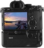 Meike vertical handgrip mounted on a compatible Sony mirrorless body in portrait configuration