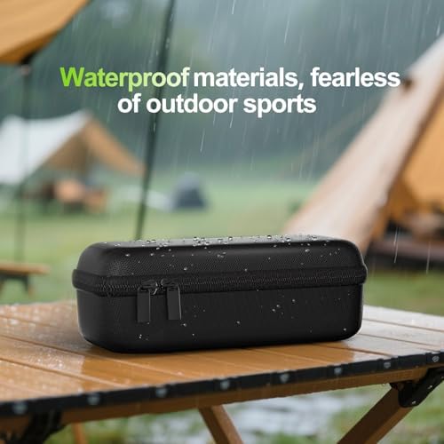 ProCase carrying case for wireless speaker with detachable shoulder strap attached for travel convenience.
