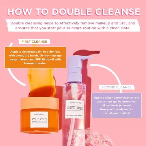 Hand demonstrating the balm-to-oil texture of Glow Recipe cleanser