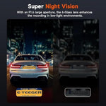 E-YEEGER compact car dashcam mounted behind a vehicle rearview mirror for hidden profile