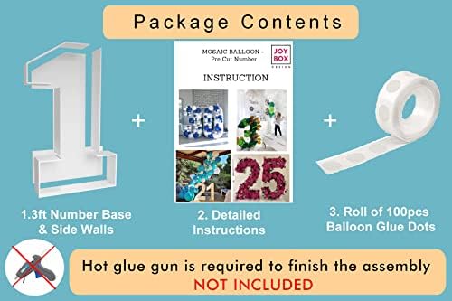 JoyBox Design 3FT Mosaic Balloon Frame Number 1 foam board kit components