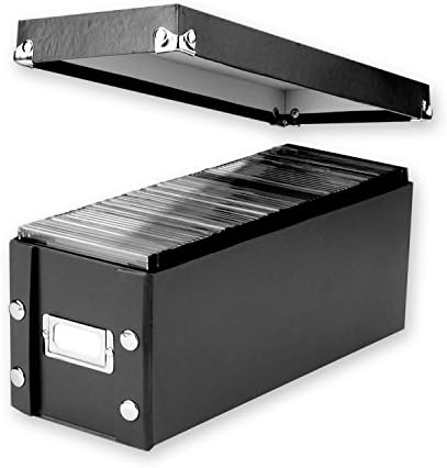 Snap-N-Store two pack media boxes holding standard jewel cases on an office shelf