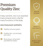 Premium highly absorbable chelated zinc picolinate tablets for skin health