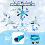 Easy garden hose connection feature for trampoline sprinkler