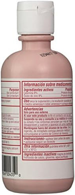 Pink calamine lotion bottle showing active ingredients zinc oxide