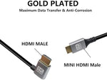 RIIEYOCA 90 degree left angle HDMI coiled cable close up showing aluminum alloy shell