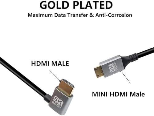 RIIEYOCA 90 degree left angle HDMI coiled cable close up showing aluminum alloy shell