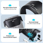 JJC lens hood reversed for compact storage on Canon lens