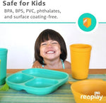 Re-Play set of four toddler plates stacked for storage