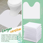 Drydiet U-shaped absorbent floor protector mat positioned perfectly around a white toilet base.