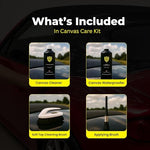 PROTEX mold and mildew preventing canvas cleaner alongside weatherproofing fabric sealer for sports cars